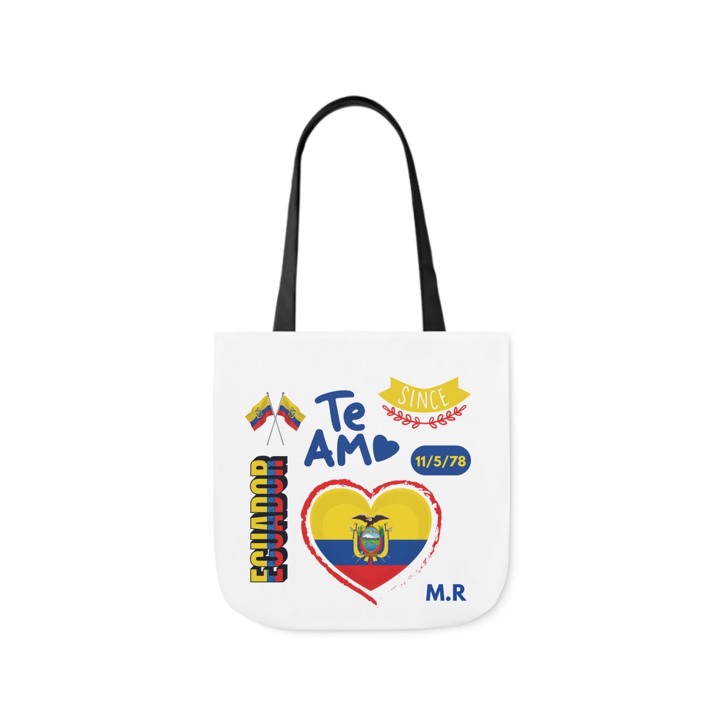 Ecuadorian Pride Canvas Tote Bag with 5-Color Straps – Te Amo & Yo Soy Designs