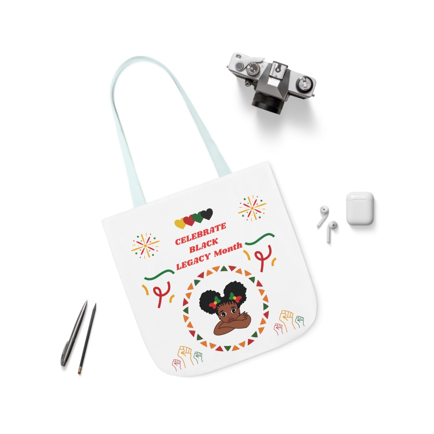 White Graphic Canvas Tote Bag