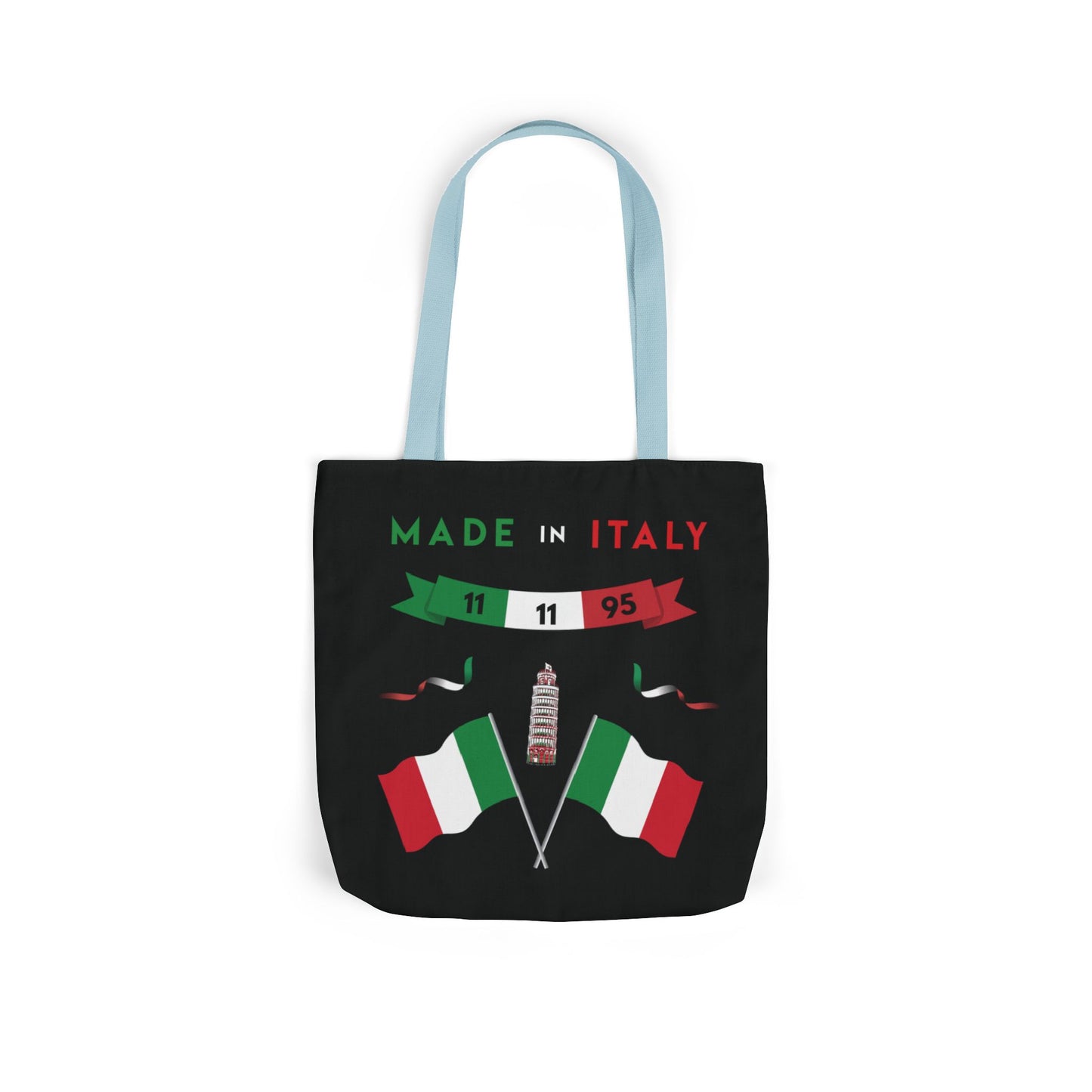 Black Canvas Tote Bag - Italy Theme