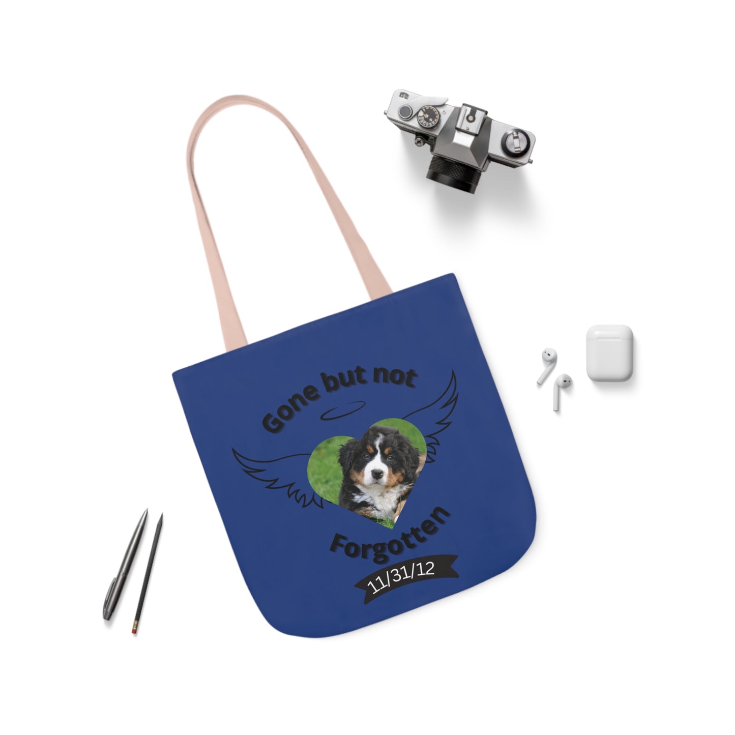 Blue Personalized Dog Memorial Tote Bag