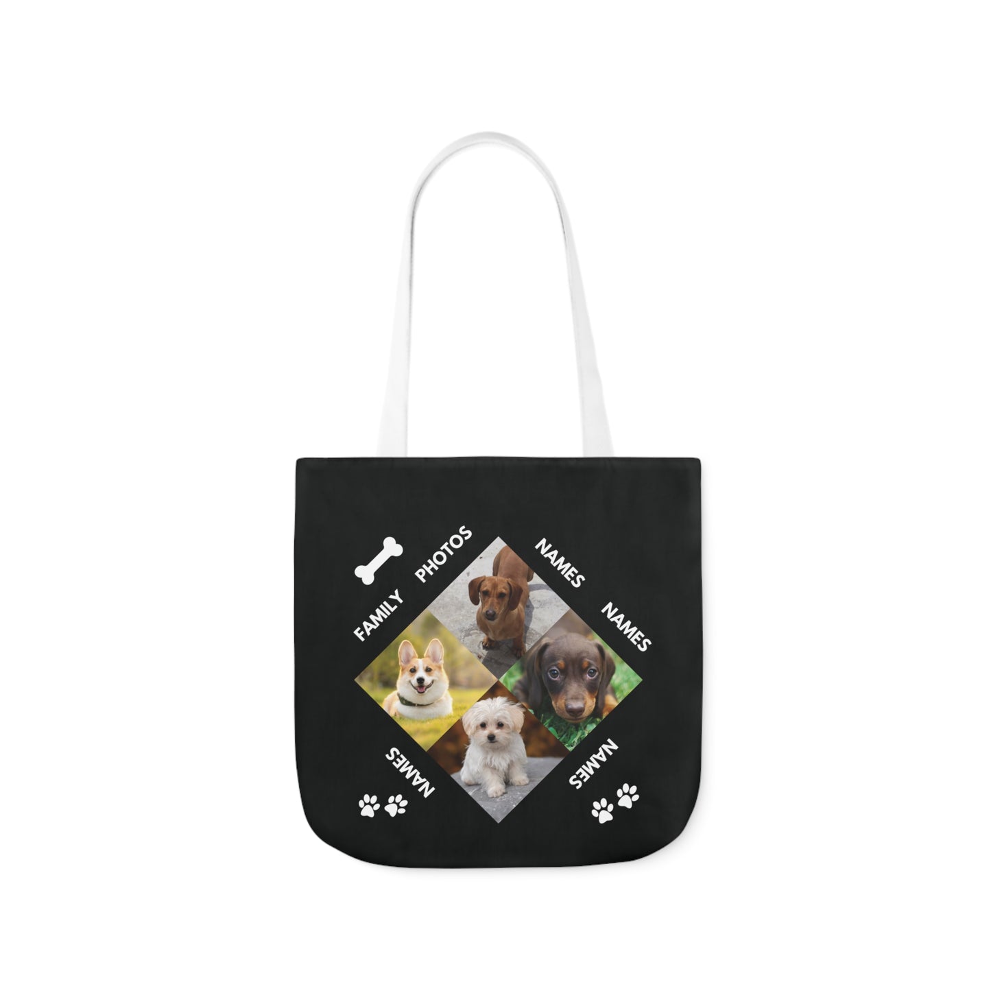 Black Personalized Dog Family Canvas Tote Bag