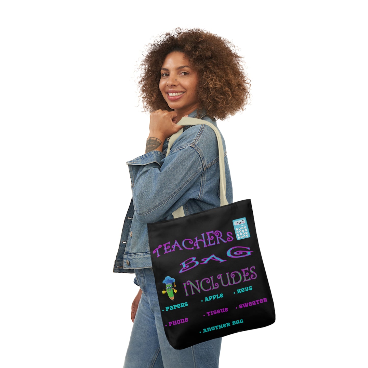 Teachers Canvas Tote Bag, 5-Color Straps
