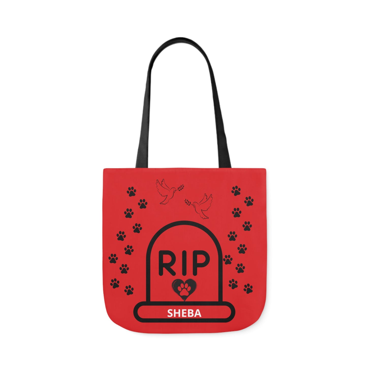 Red and Black Personalized Dog Memorial Canvas Tote Bag