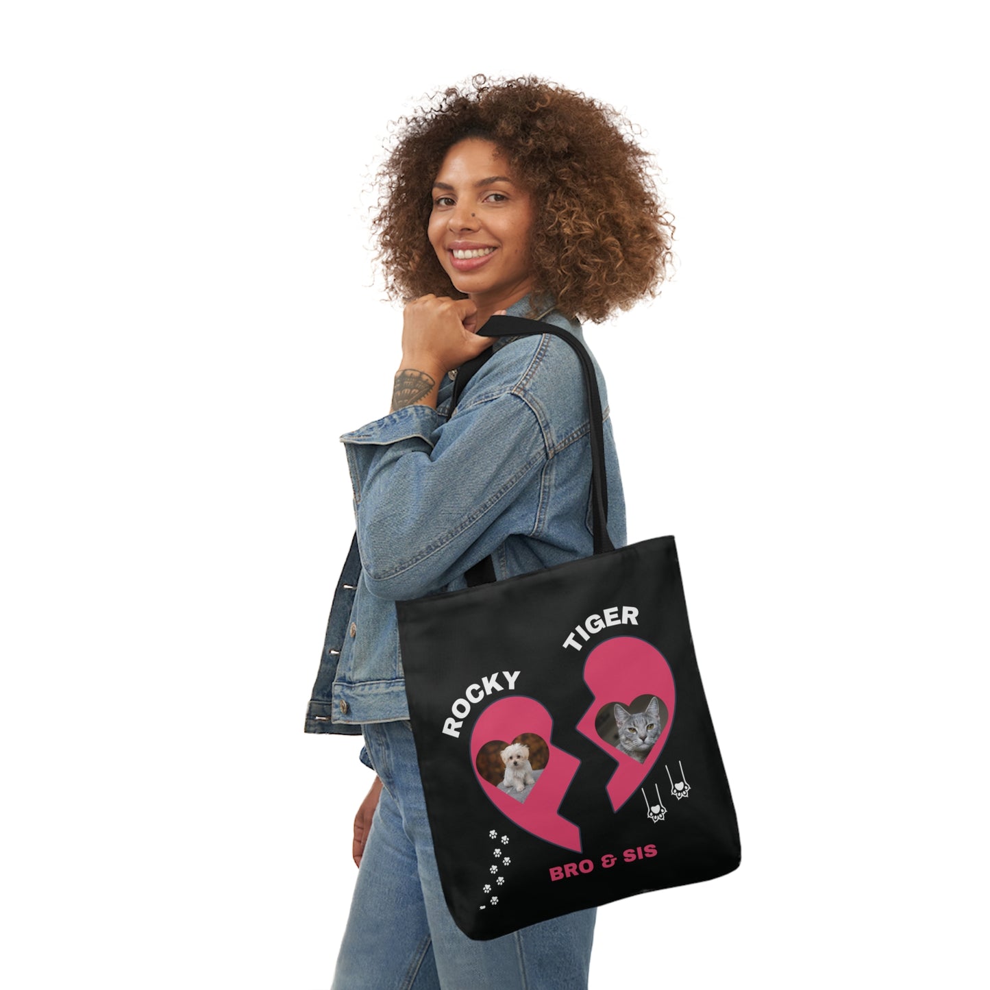 Canvas Tote Bag, Personalized Cat and Dog Design