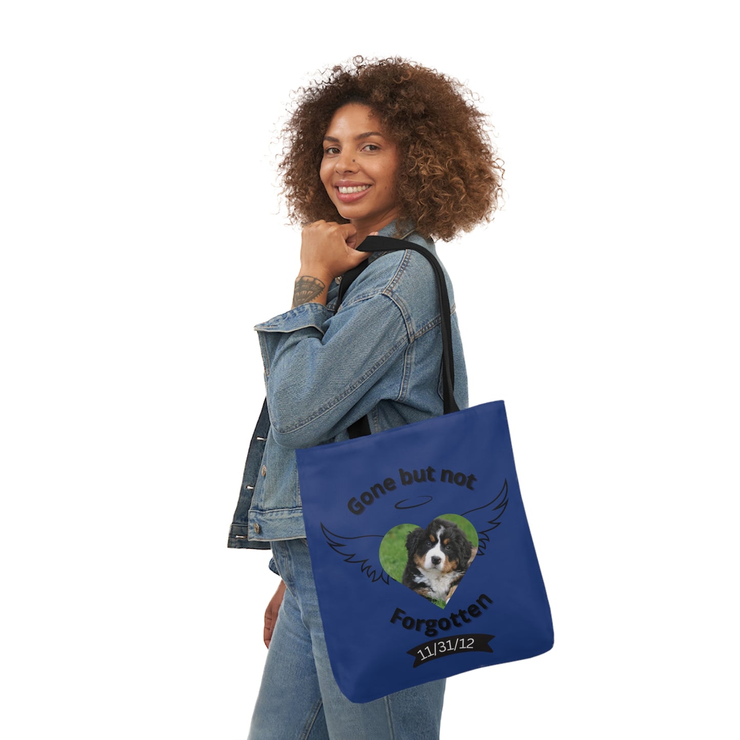 Blue Personalized Dog Memorial Tote Bag