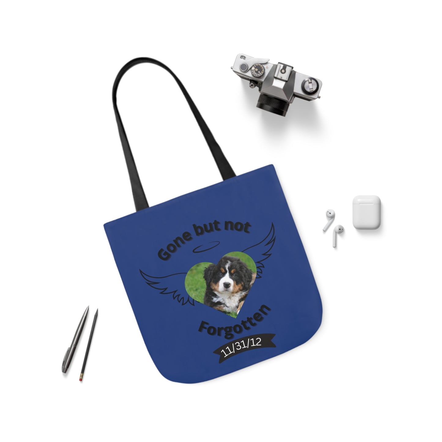 Blue Personalized Dog Memorial Tote Bag