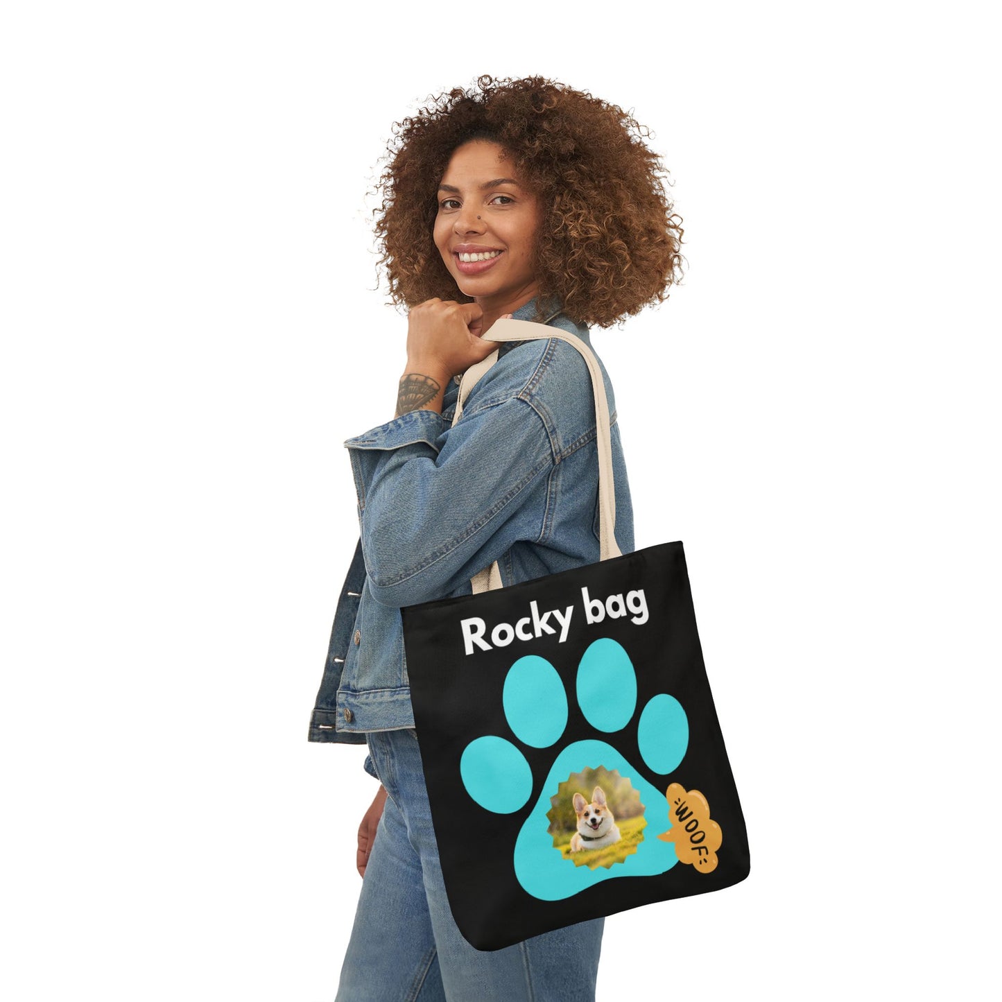 Black Personalized Dog lovers Tote Bag