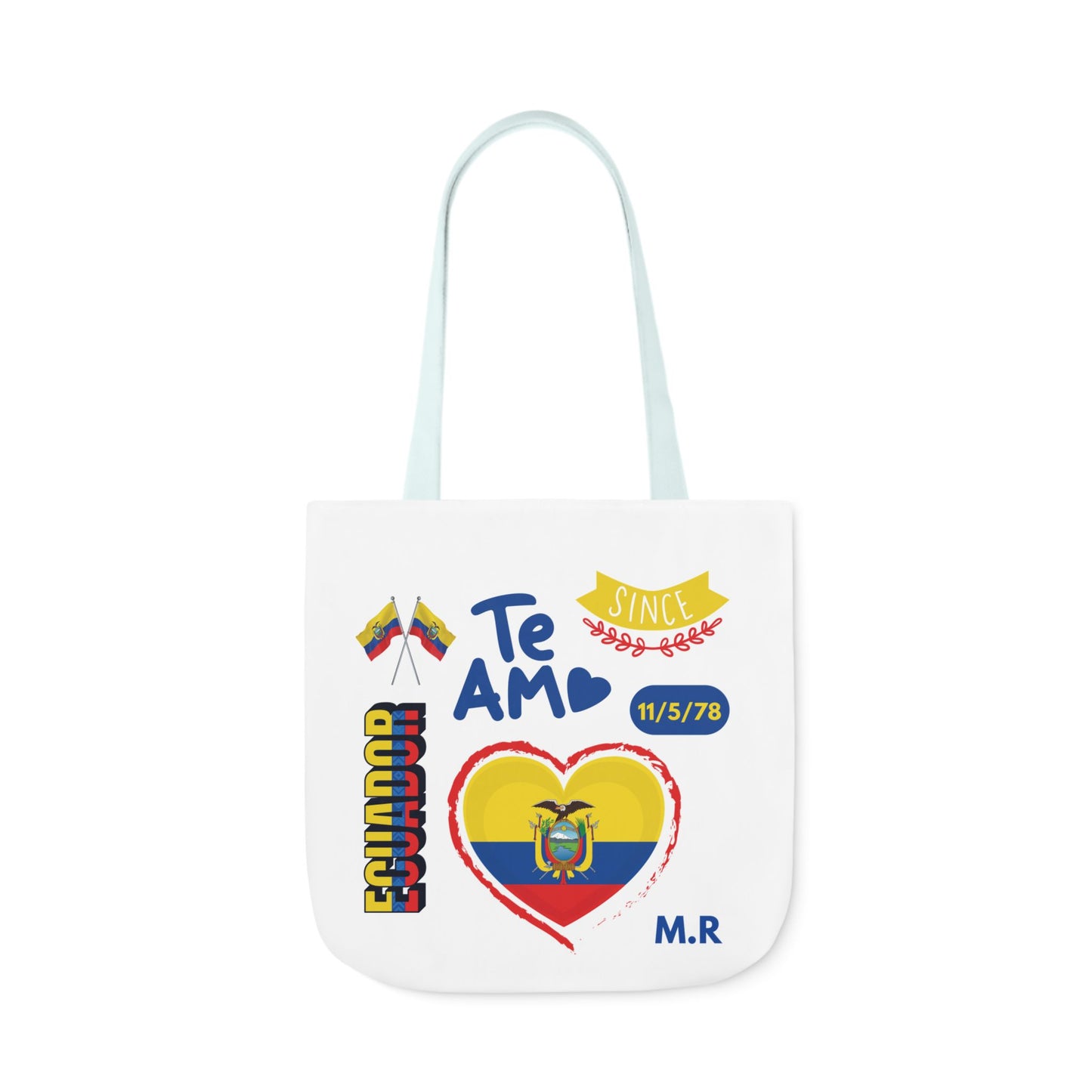 Ecuadorian Pride Canvas Tote Bag with 5-Color Straps – Te Amo & Yo Soy Designs