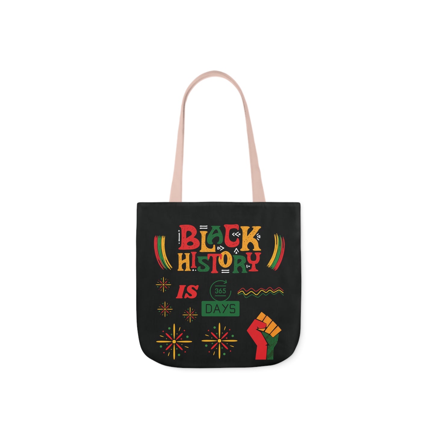 Black, Black History Graphic Design Canvas Tote Bag, 5-Color Straps