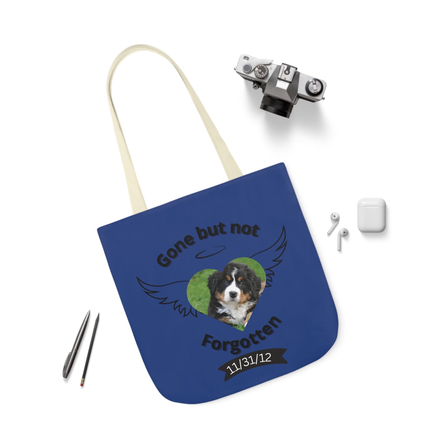 Blue Personalized Dog Memorial Tote Bag