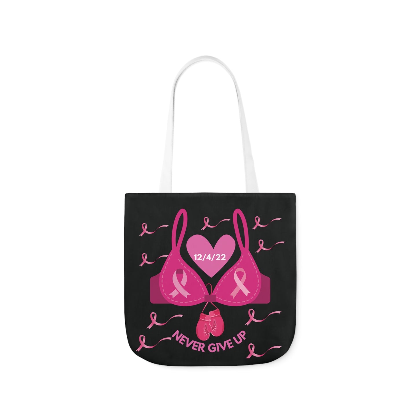 Black Canvas Tote Bag, Breast Cancer Awareness