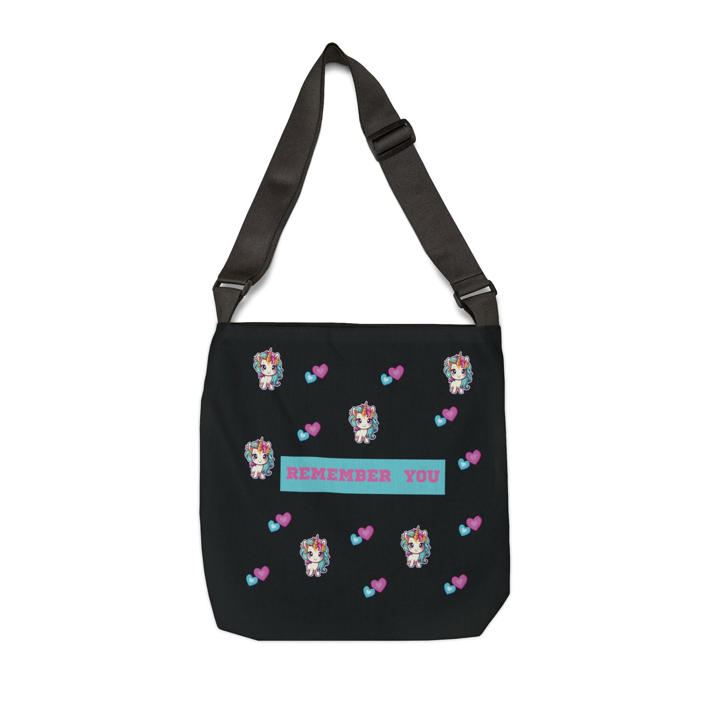 Adjustable Black unicorn theme Tote Bag (AOP)