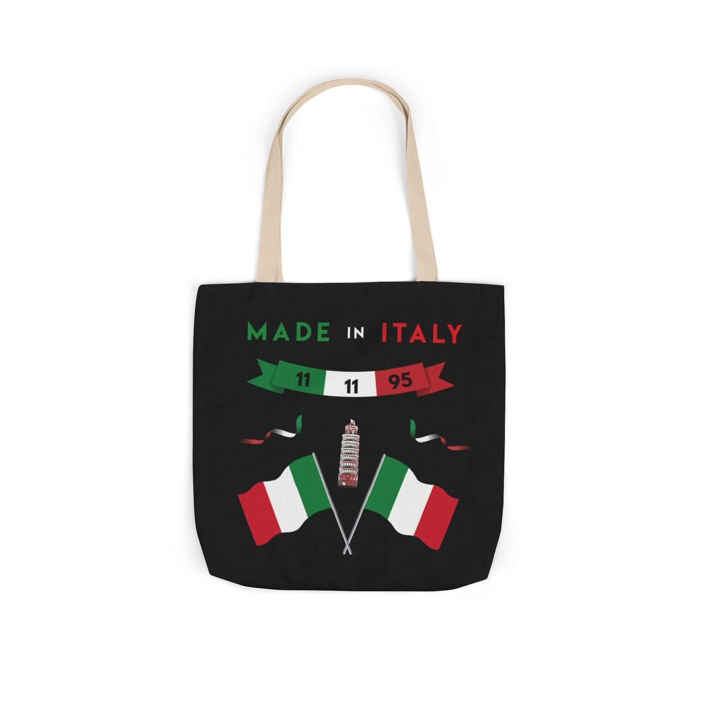 Black Canvas Tote Bag - Italy Theme