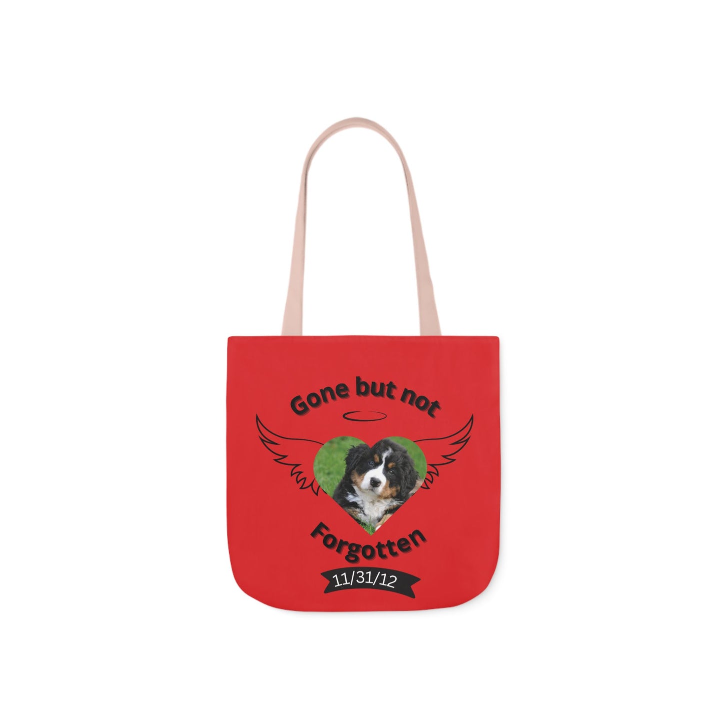Red and Black Personalized Dog Memorial Canvas Tote Bag