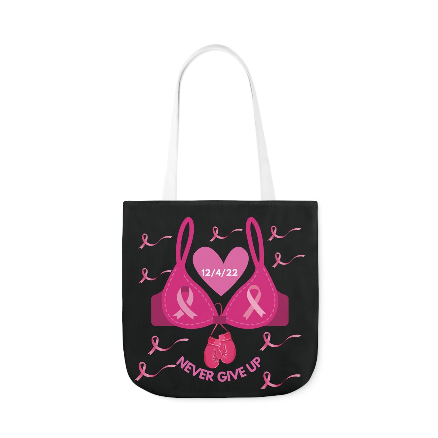 Black Canvas Tote Bag, Breast Cancer Awareness