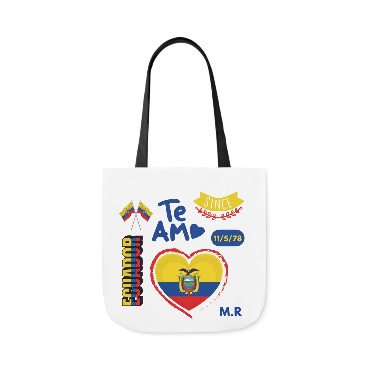 Ecuadorian Pride Canvas Tote Bag with 5-Color Straps – Te Amo & Yo Soy Designs