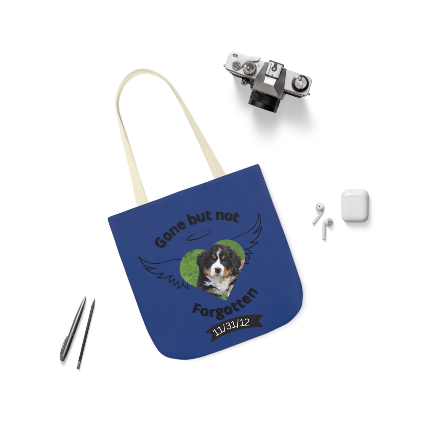 Blue Personalized Dog Memorial Tote Bag