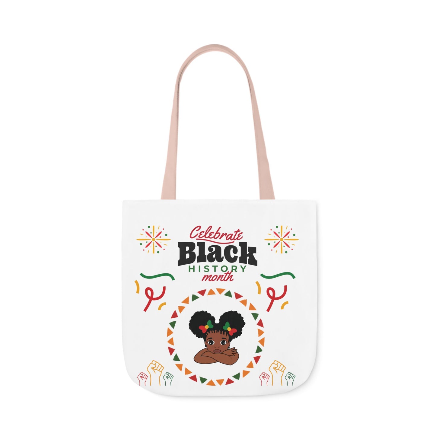 White Black History Canvas Tote Bag, 5-Color Straps