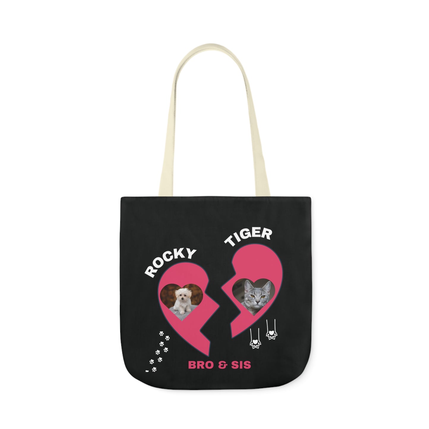 Canvas Tote Bag, Personalized Cat and Dog Design