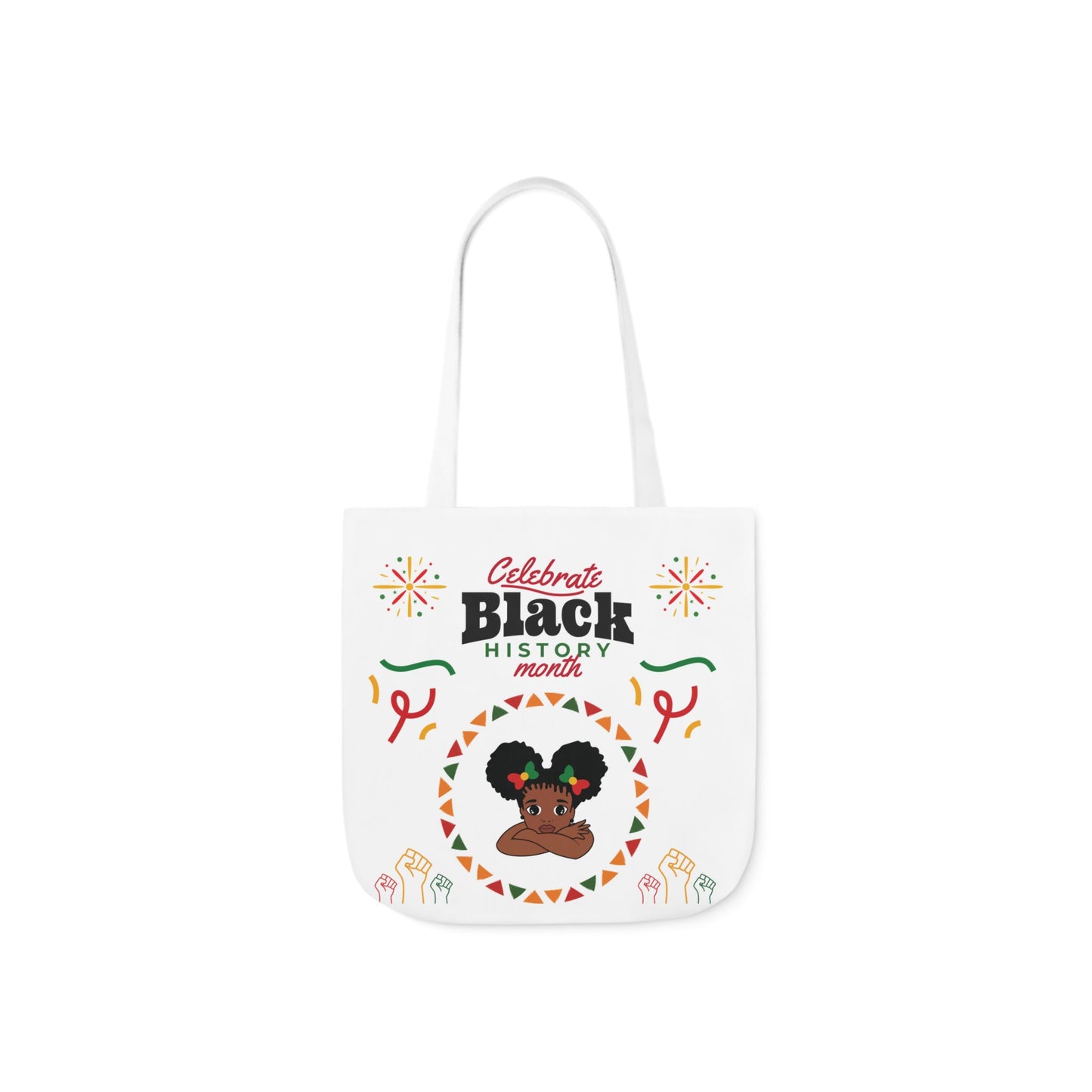 White Black History Canvas Tote Bag, 5-Color Straps