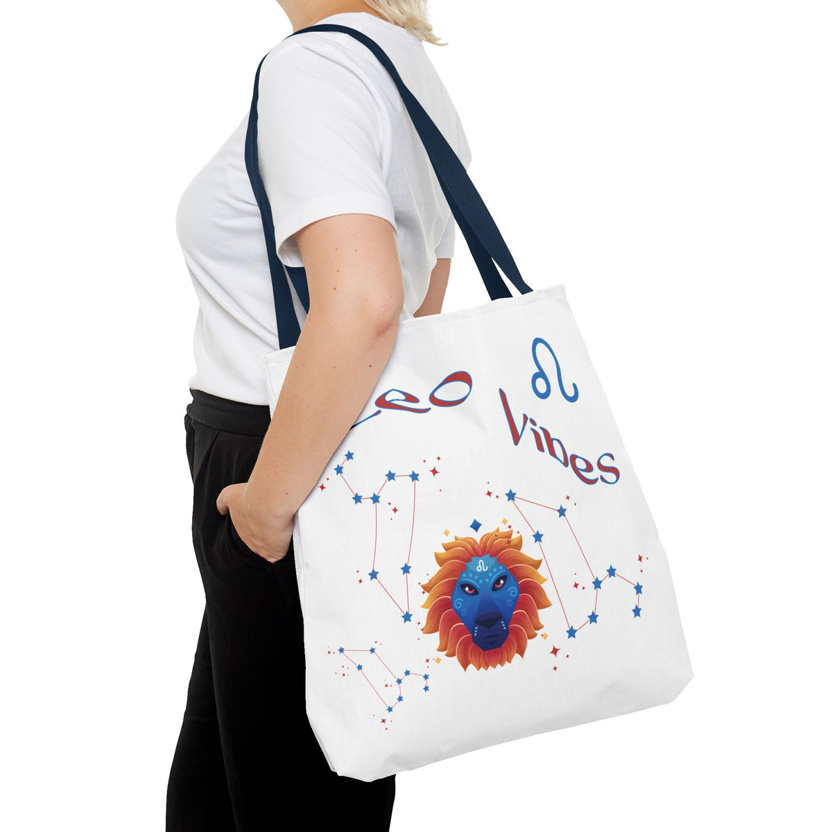 Personalized Year & Initial, Leo Vibes Zodiac White Tote Bag
