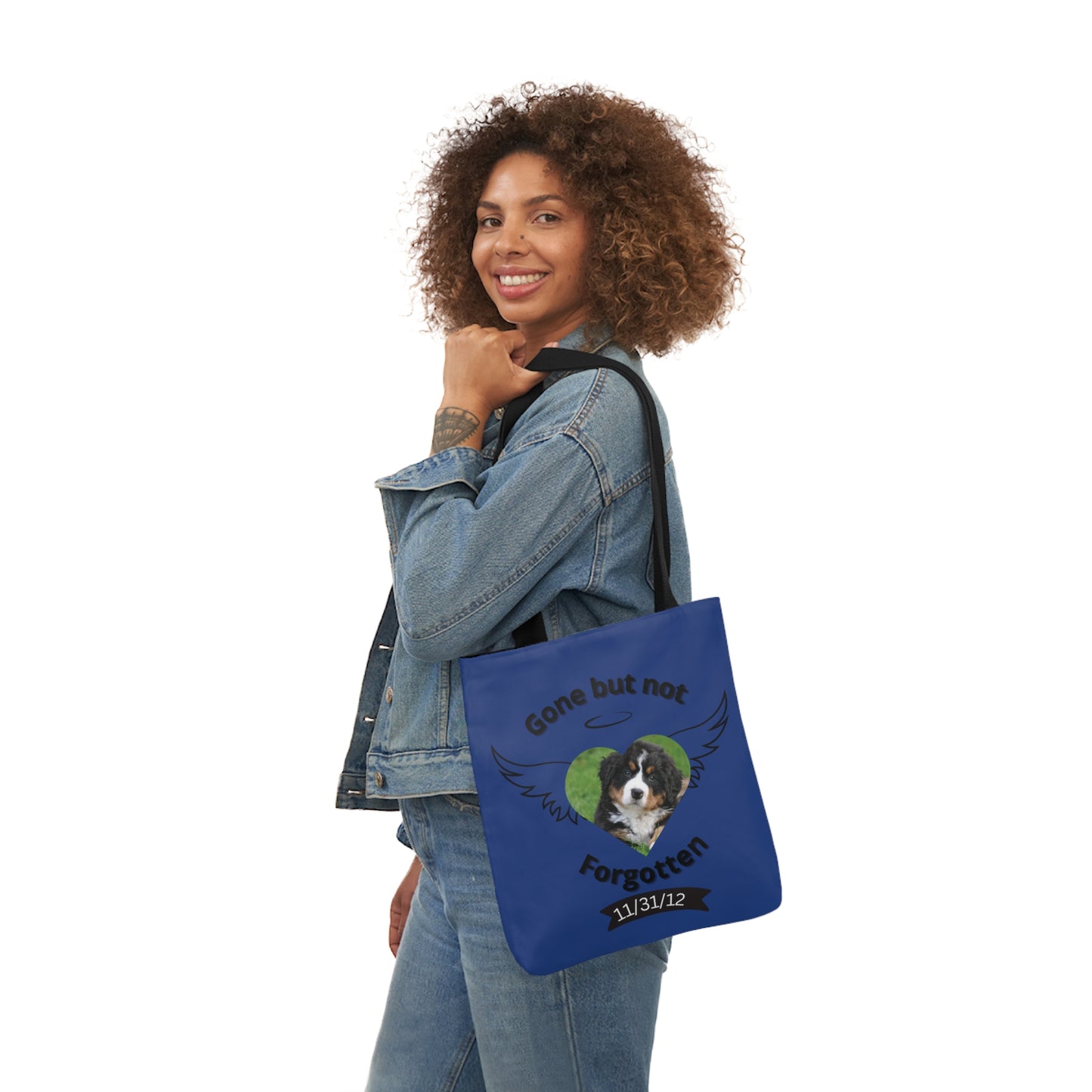 Blue Personalized Dog Memorial Tote Bag