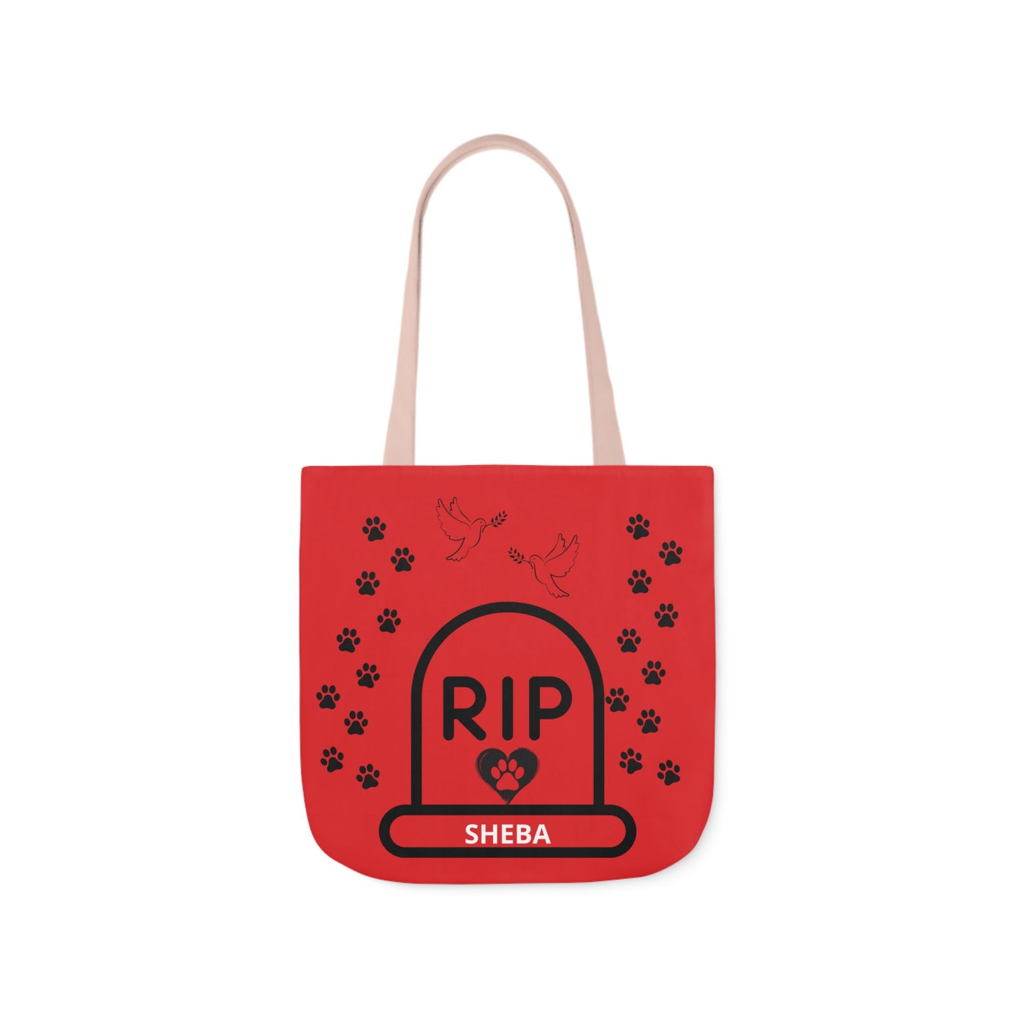 Red and Black Personalized Dog Memorial Canvas Tote Bag