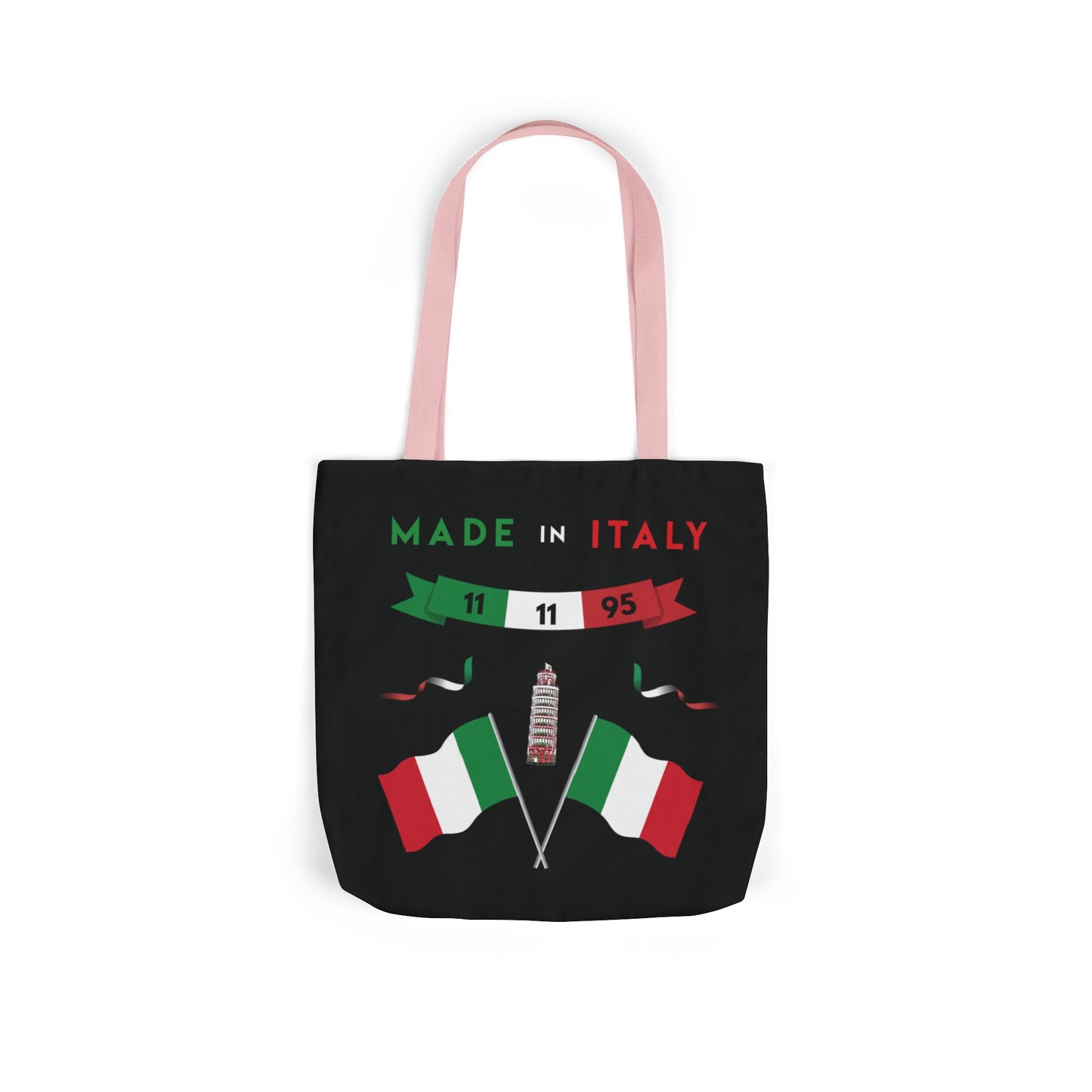 Black Canvas Tote Bag - Italy Theme