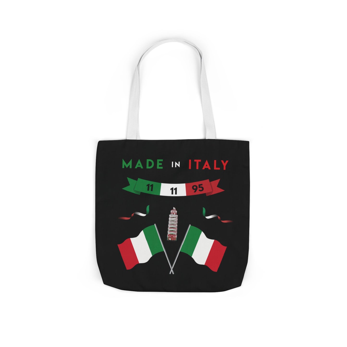 Black Canvas Tote Bag - Italy Theme