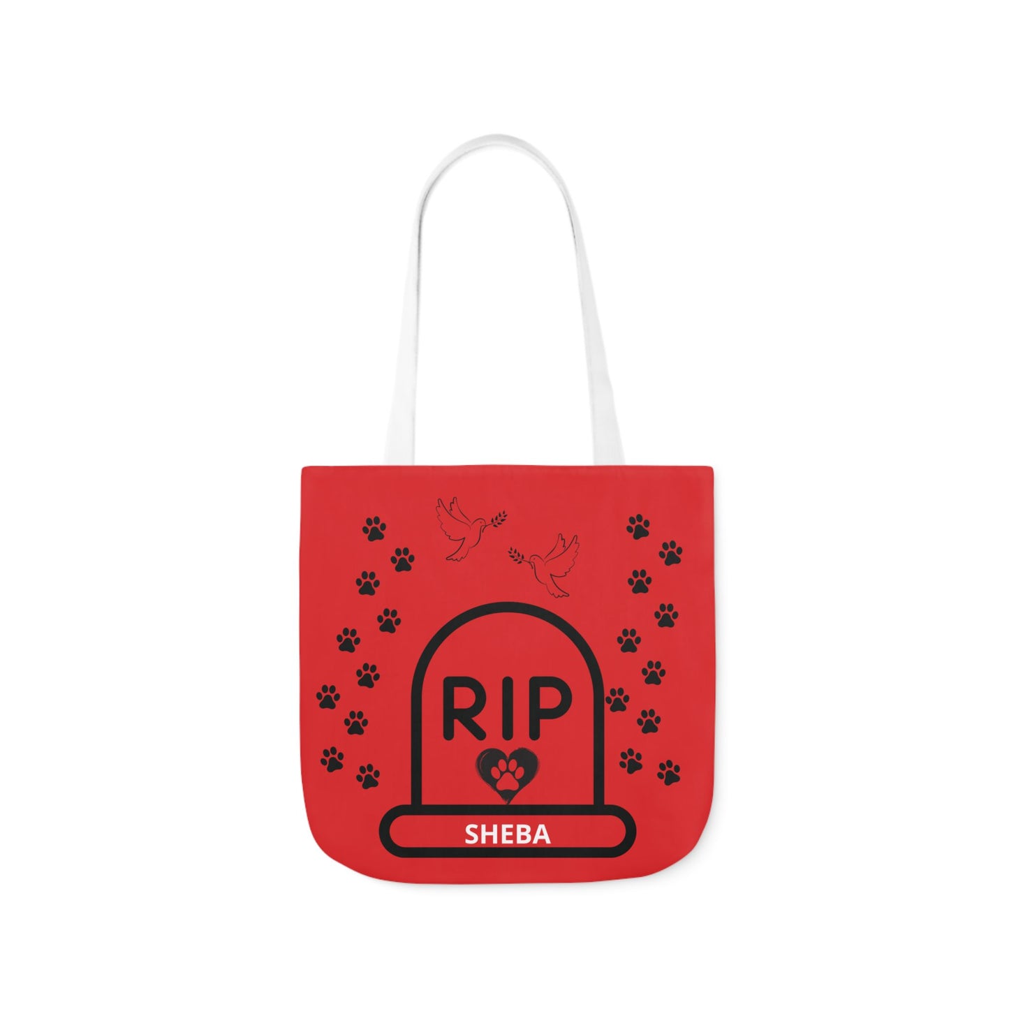 Red and Black Personalized Dog Memorial Canvas Tote Bag