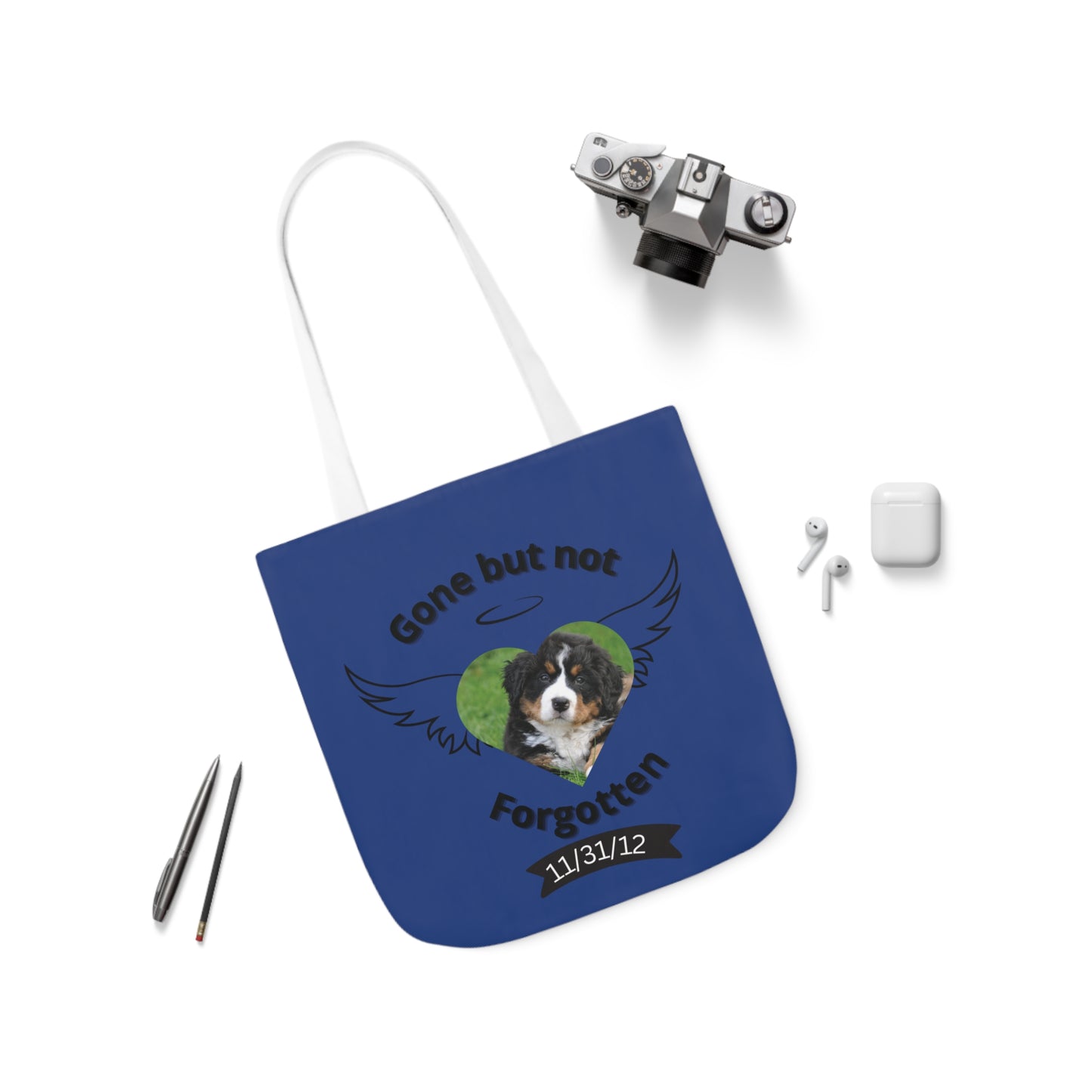 Blue Personalized Dog Memorial Tote Bag