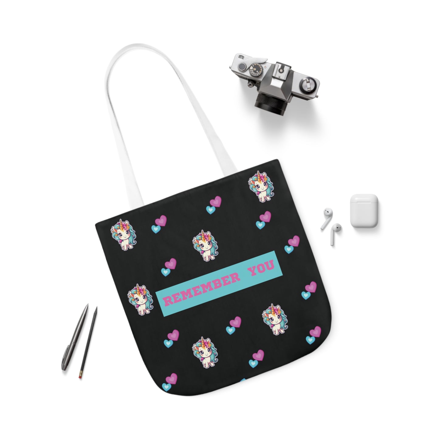 Unicorn Canvas Tote Bag, 5-Color Straps