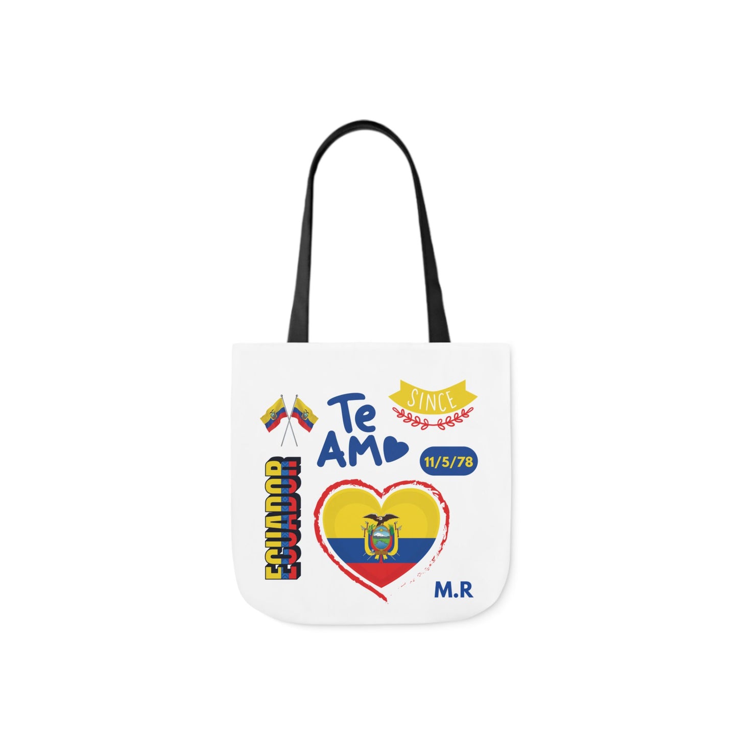 Ecuadorian Pride Canvas Tote Bag with 5-Color Straps – Te Amo & Yo Soy Designs