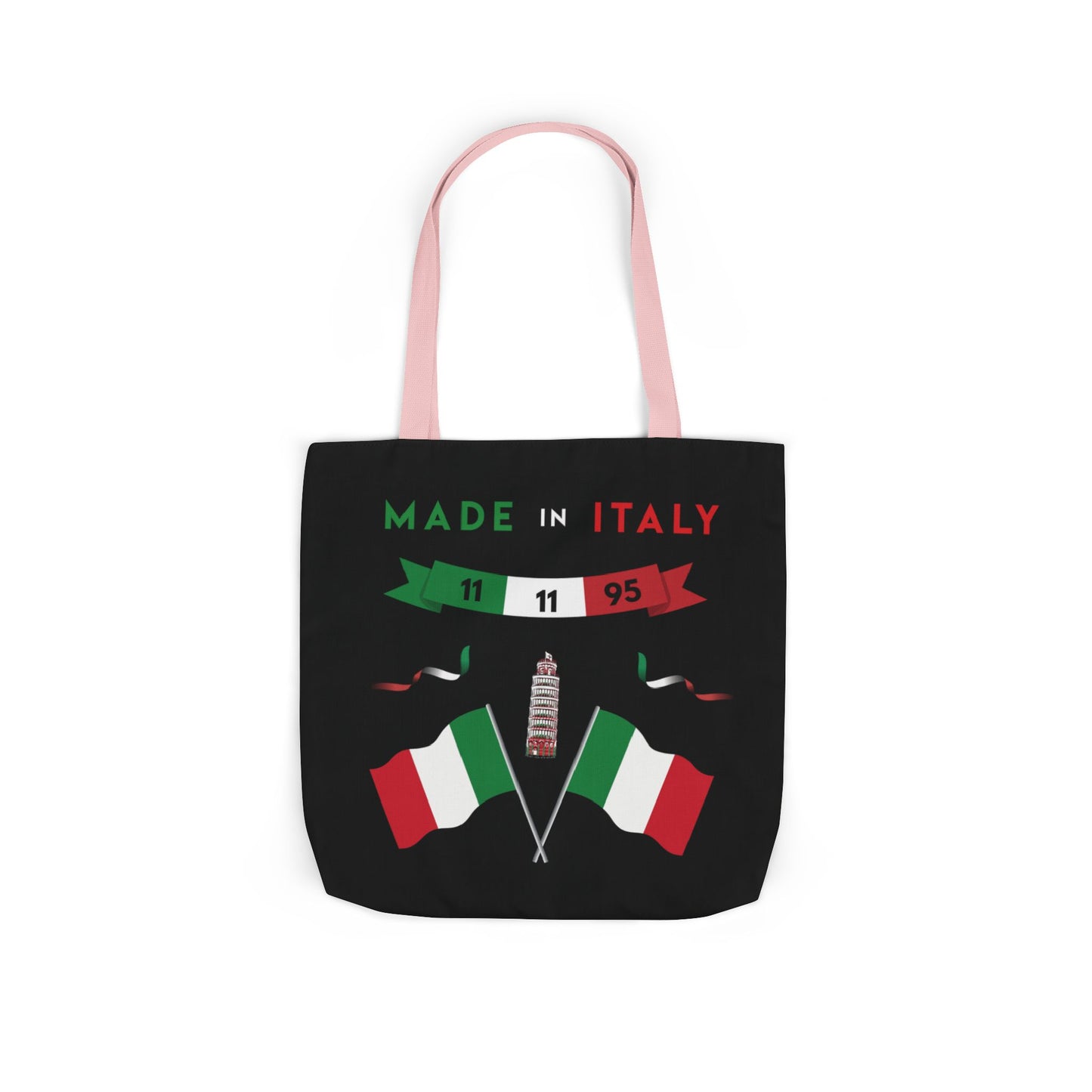 Black Canvas Tote Bag - Italy Theme