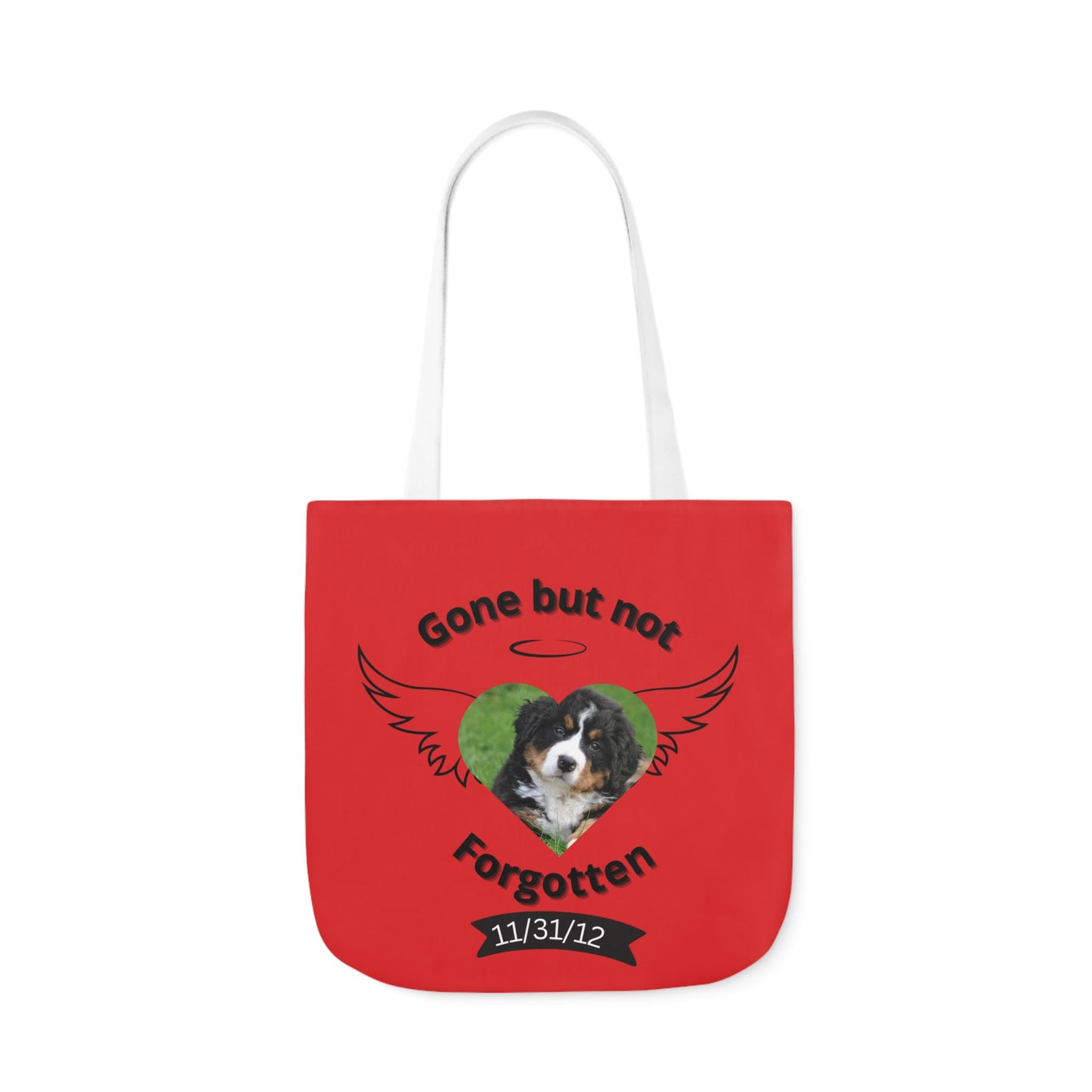 Red and Black Personalized Dog Memorial Canvas Tote Bag
