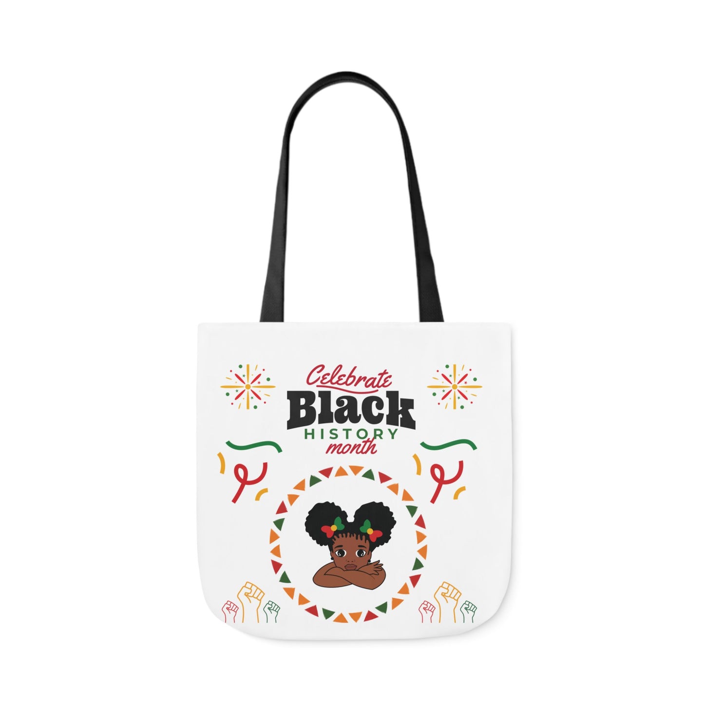 White Black History Canvas Tote Bag, 5-Color Straps