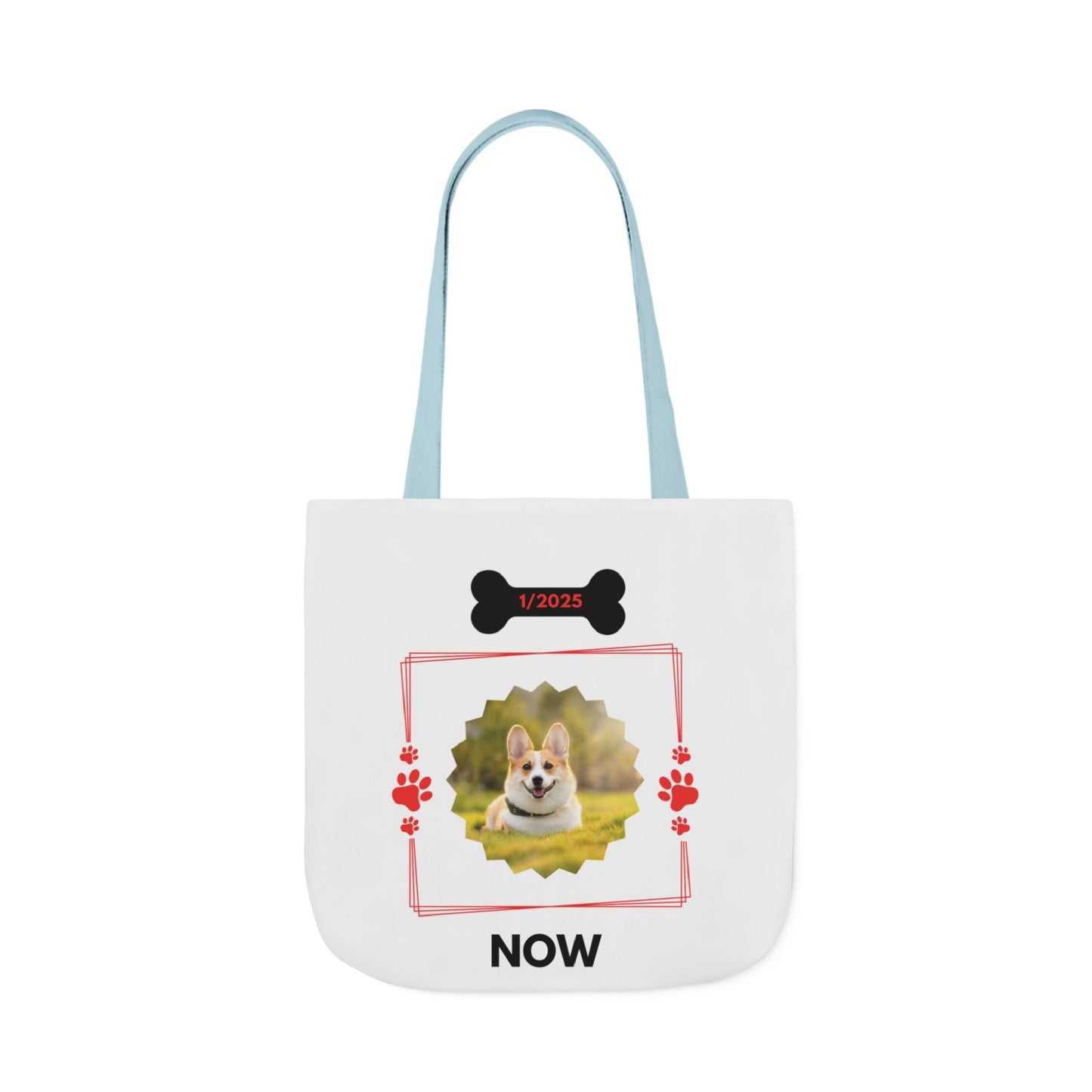 Personalized Dog Before and Now Photos White Canvas Tote Bag