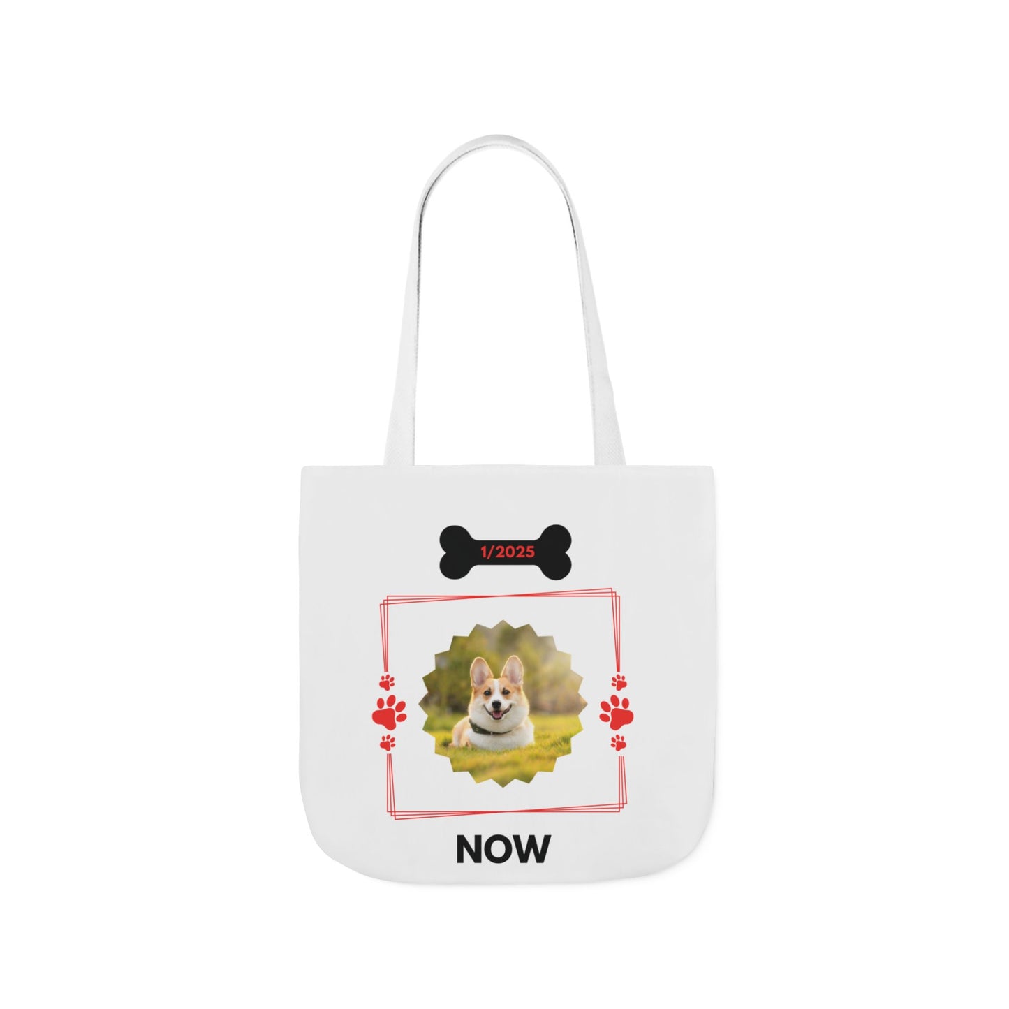 Personalized Dog Before and Now Photos White Canvas Tote Bag