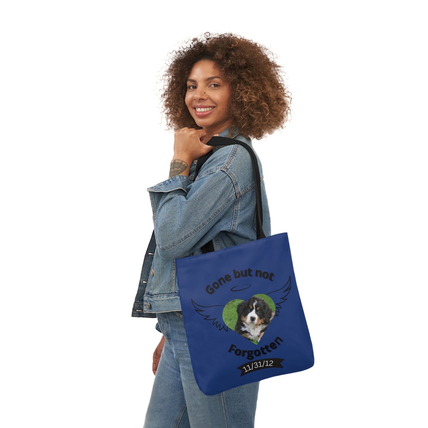 Blue Personalized Dog Memorial Tote Bag