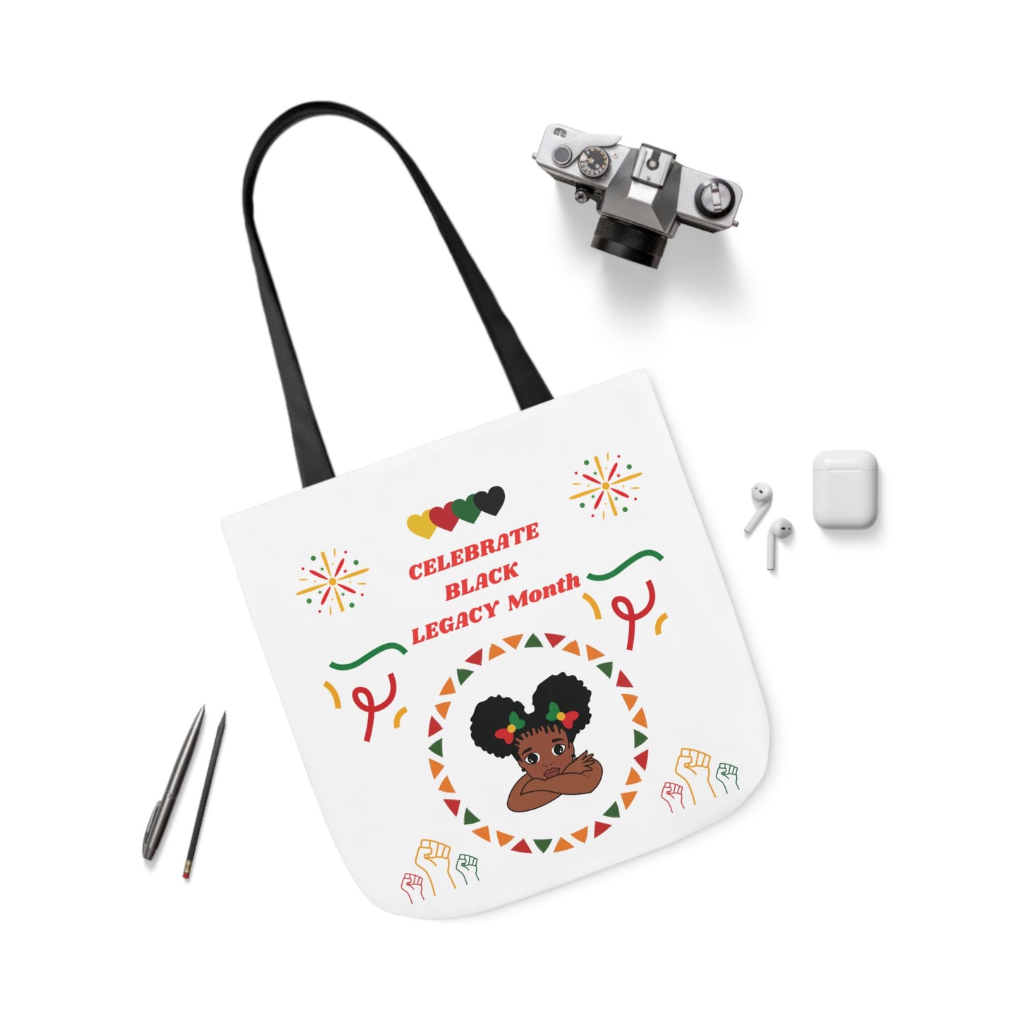 White Graphic Canvas Tote Bag