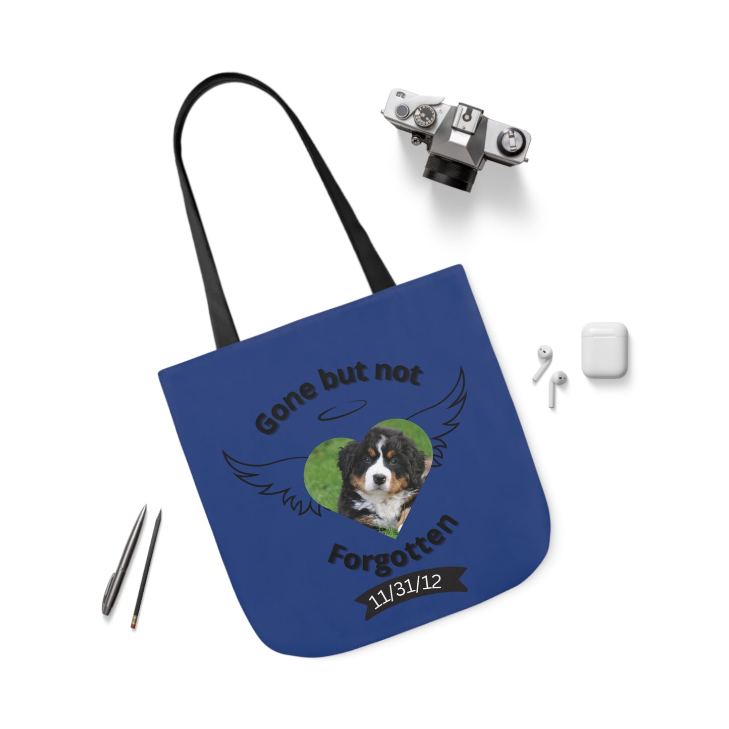 Blue Personalized Dog Memorial Tote Bag