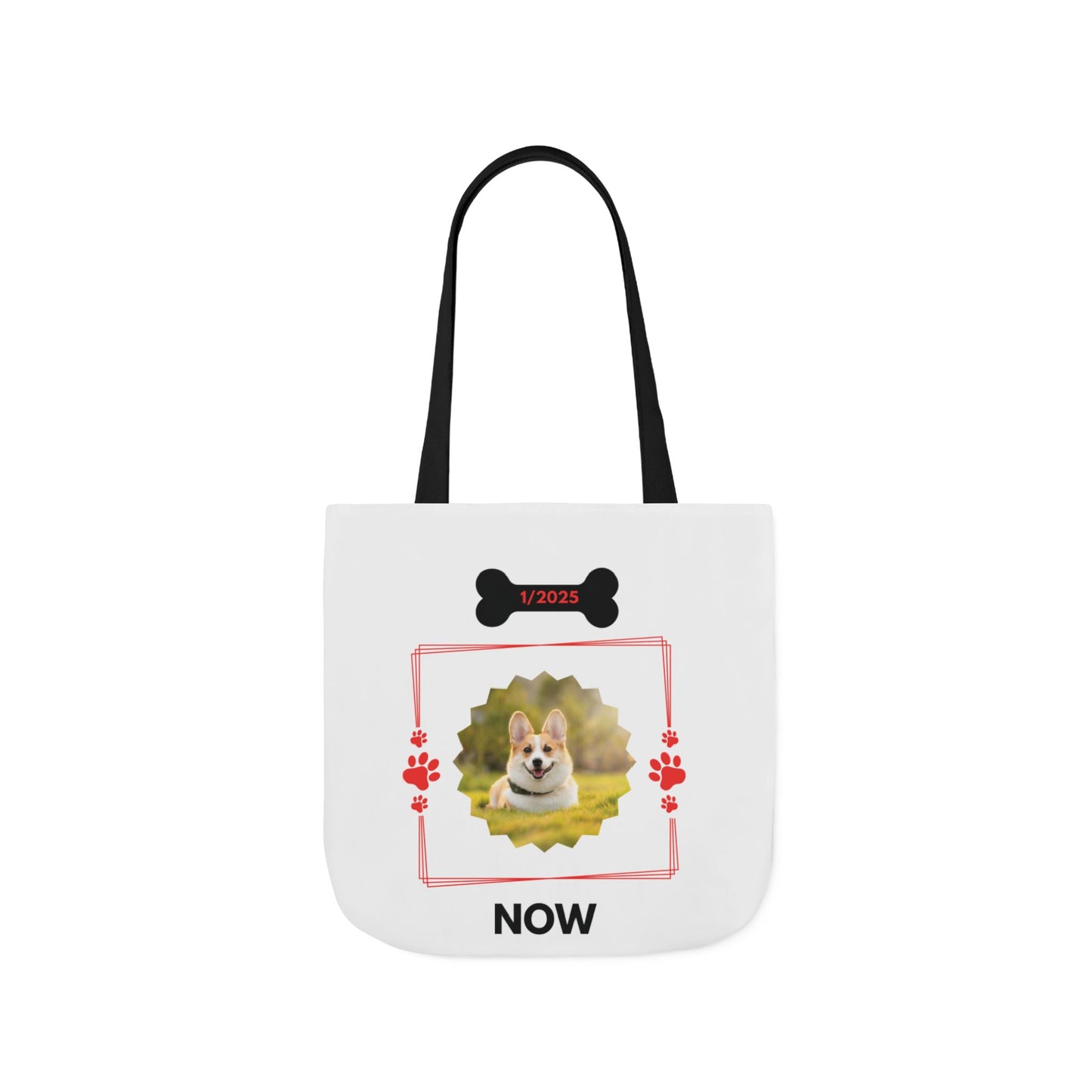 Personalized Dog Before and Now Photos White Canvas Tote Bag