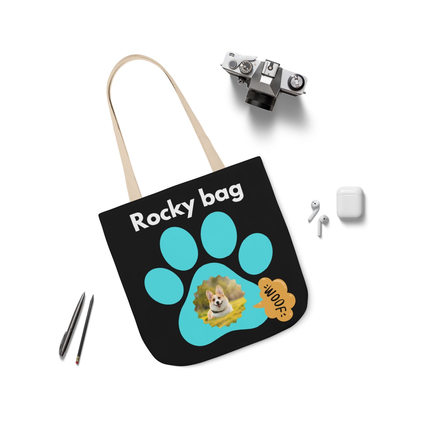 Black Personalized Dog lovers Tote Bag