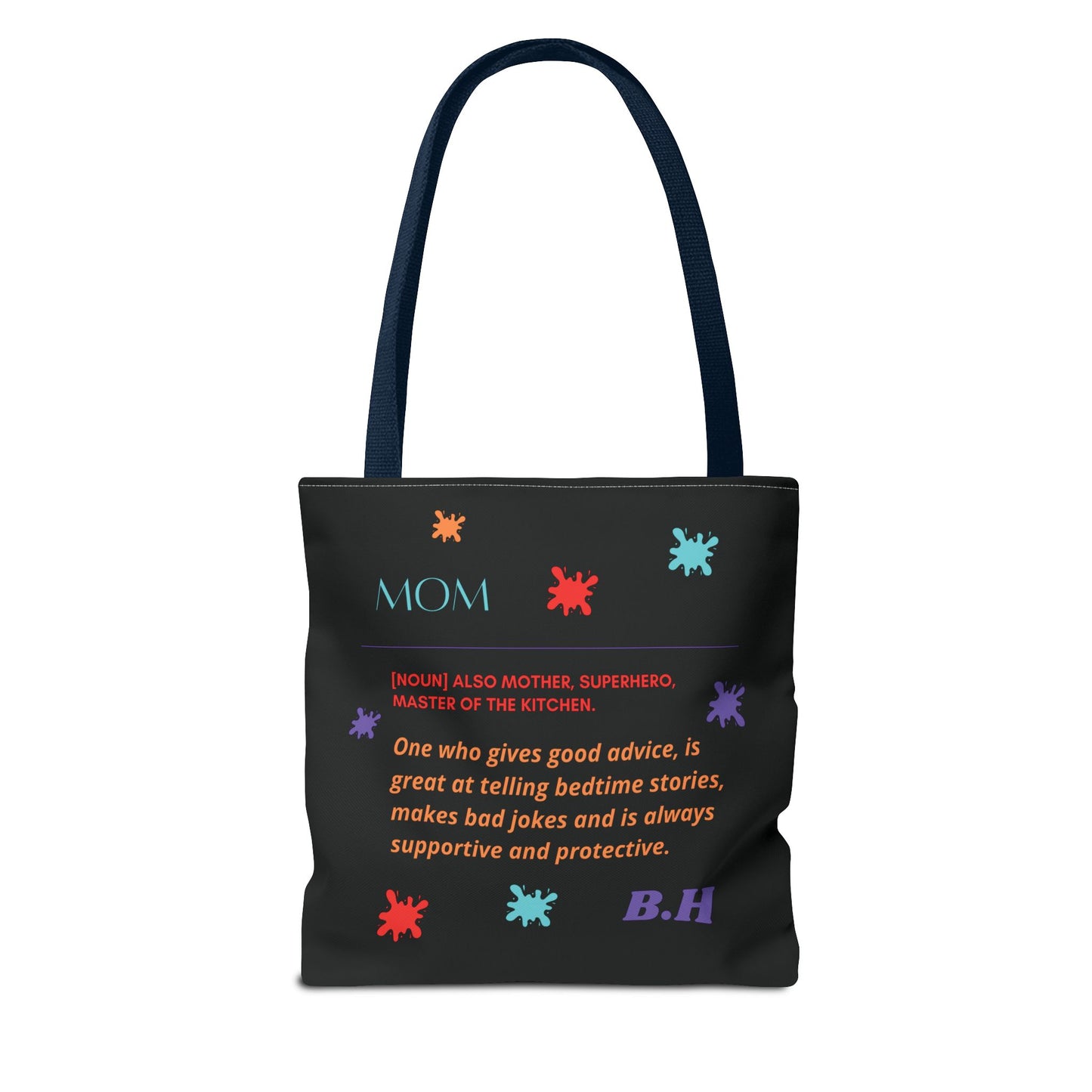Black Graphic Canvas Tote Bag For Mom(Personalized initials)
