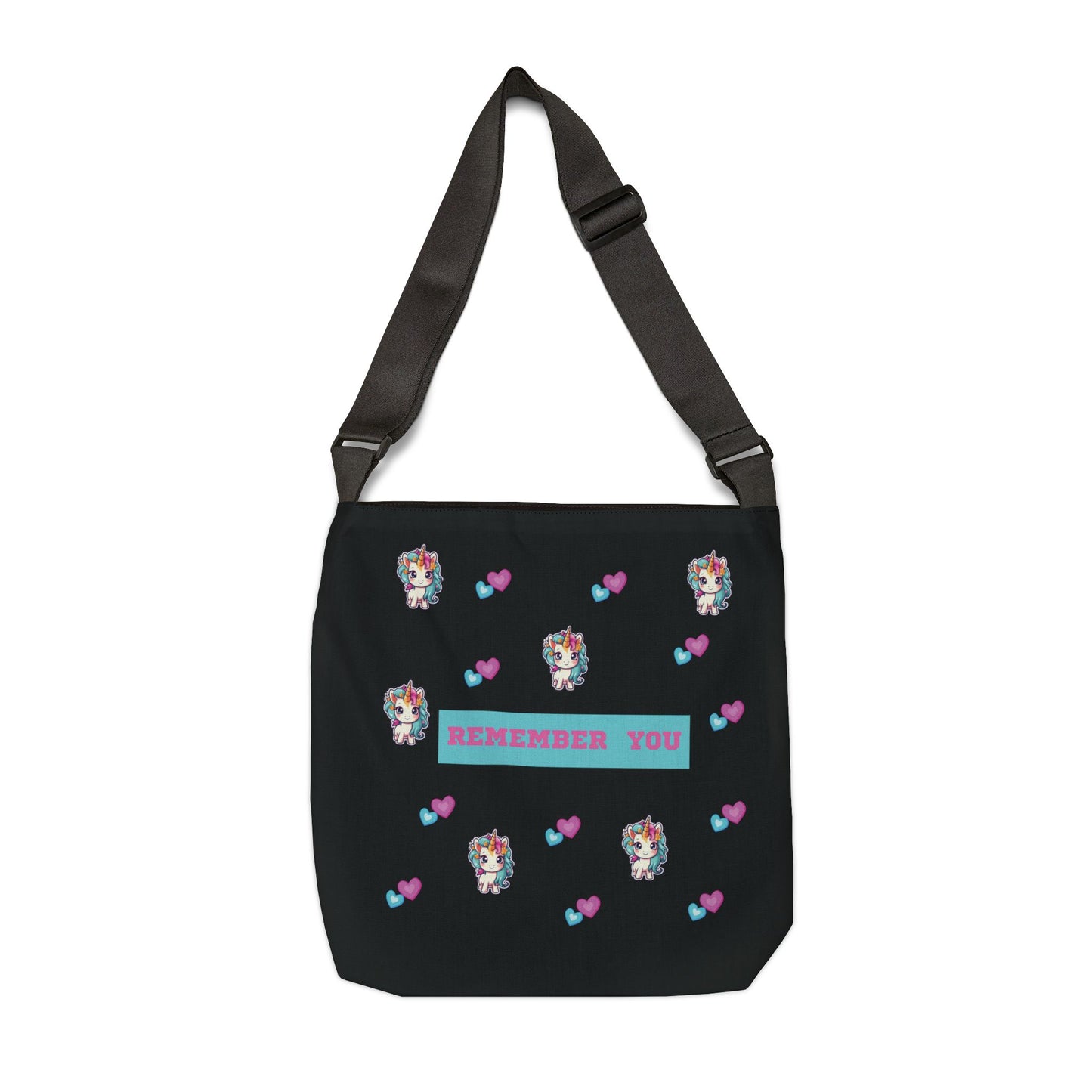 Adjustable Black unicorn theme Tote Bag (AOP)