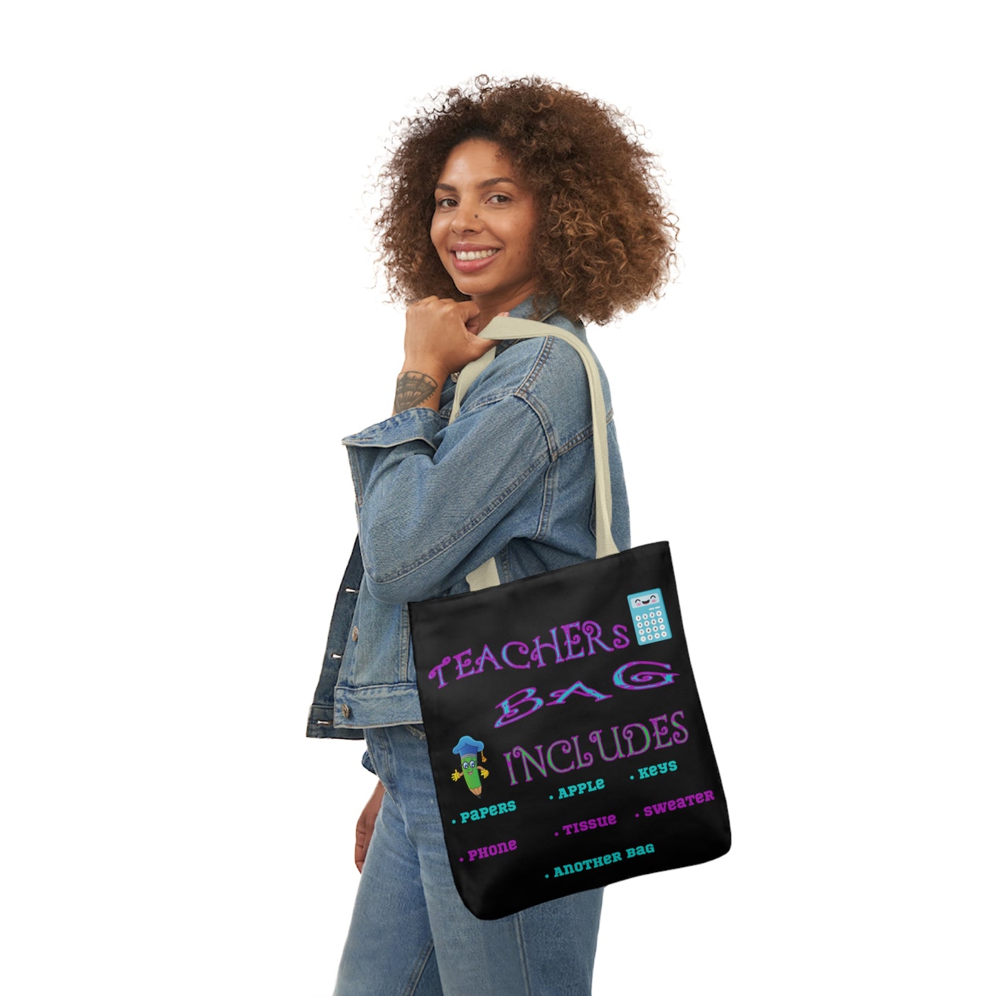 Teachers Canvas Tote Bag, 5-Color Straps
