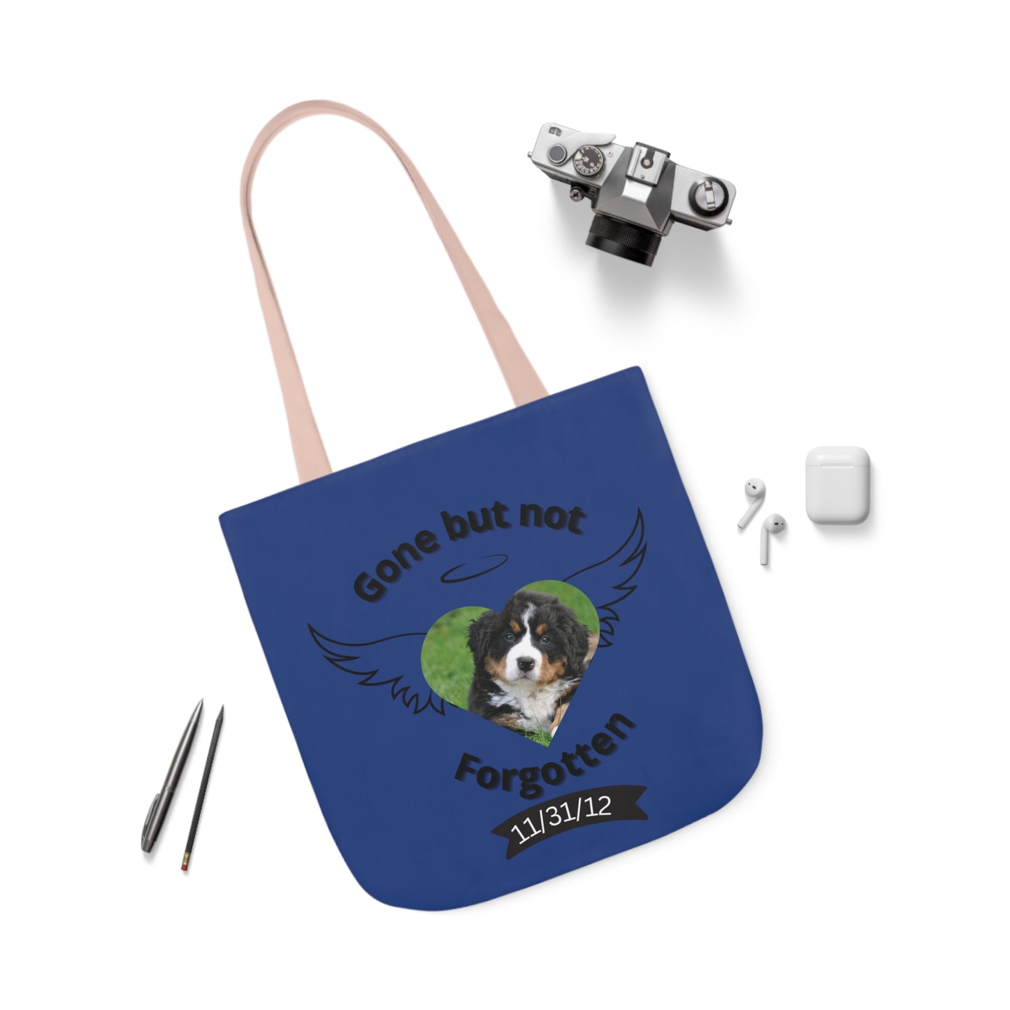 Blue Personalized Dog Memorial Tote Bag