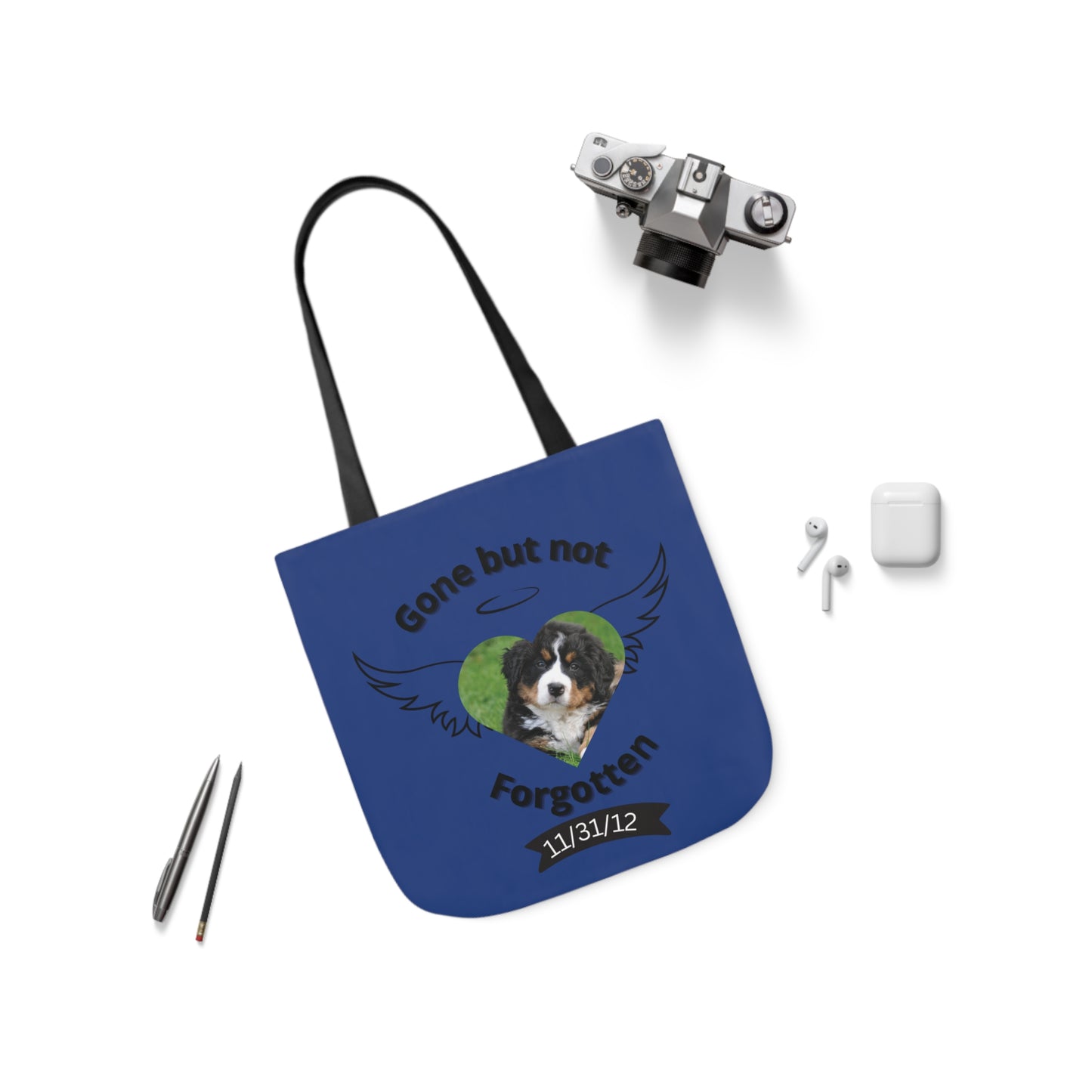 Blue Personalized Dog Memorial Tote Bag