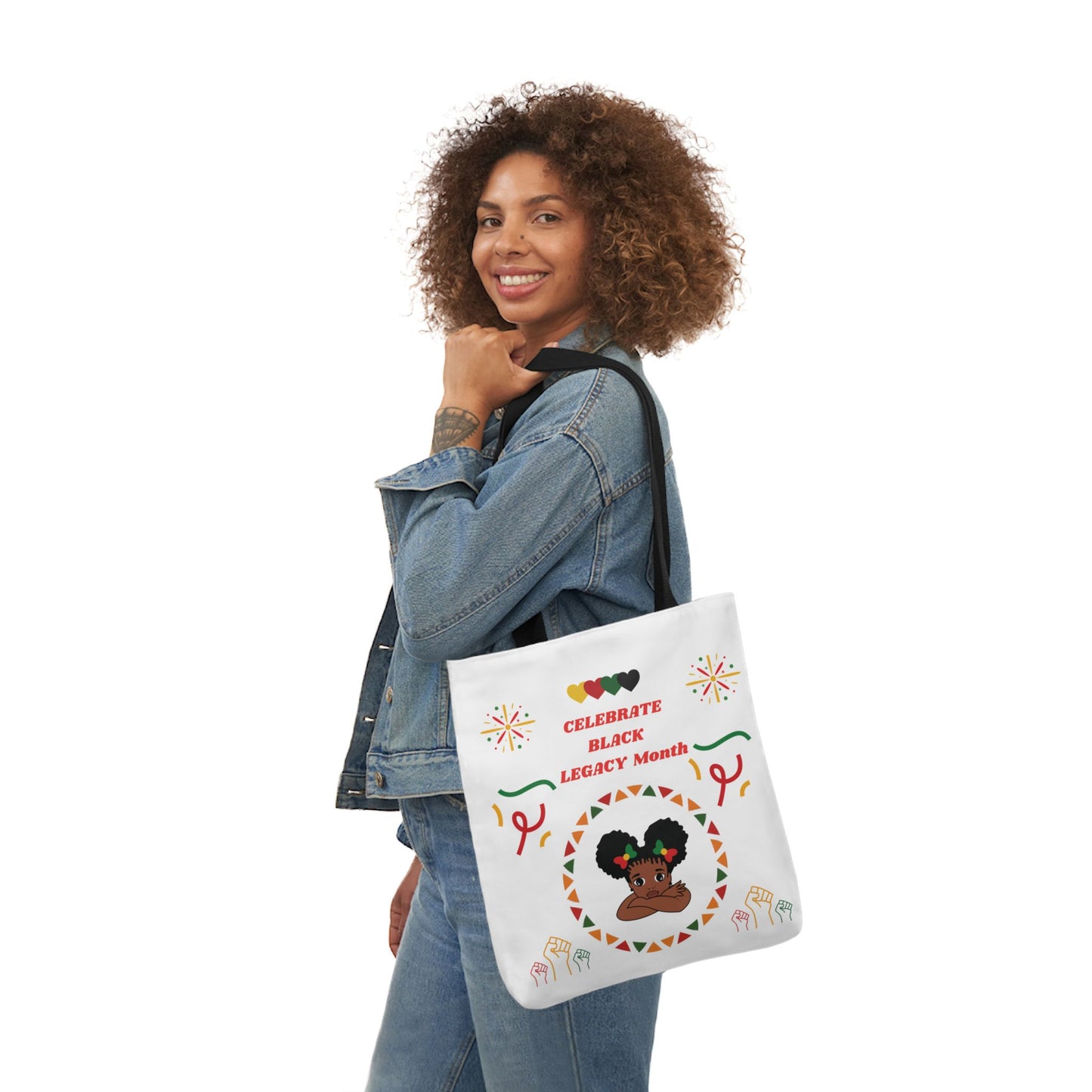 White Graphic Canvas Tote Bag