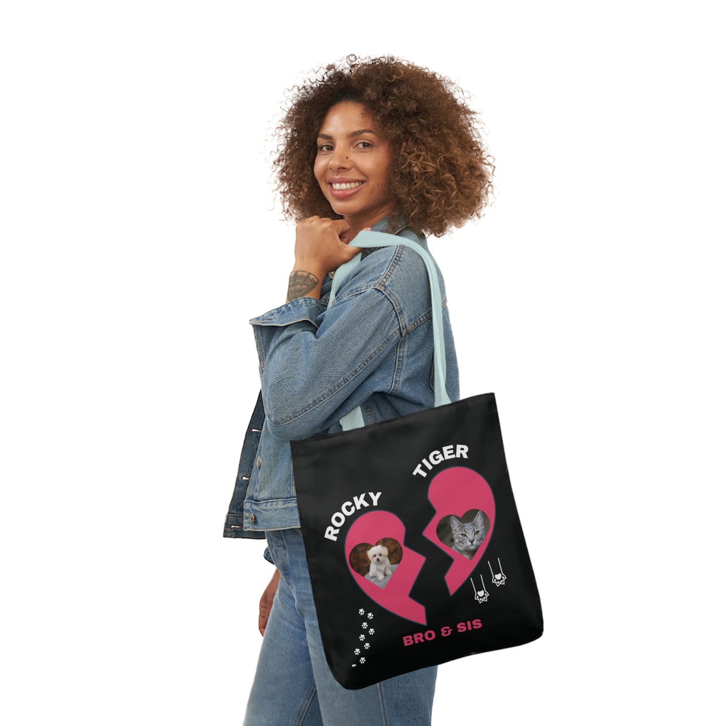 Canvas Tote Bag, Personalized Cat and Dog Design